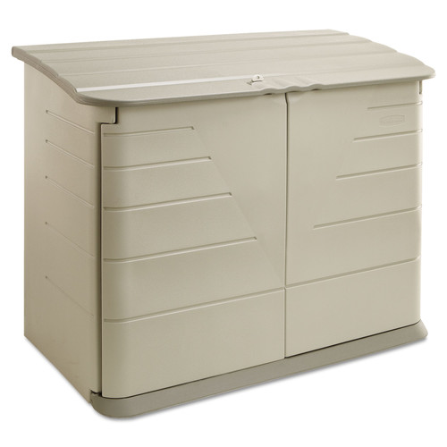 On Site Chests | Rubbermaid 3747-01-OLVSS 32 cu-ft. Horizontal Storage Shed (Olive/Sandstone) image number 0