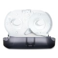 Cleaning & Janitorial Supplies | San Jamar R4000TBK 9 in. Roll 19 in. x 5.25 in. x 12 in. Twin Jumbo Classic Tissue Dispenser - Transparent Black Pearl image number 2