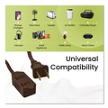 Office Electronics & Batteries | GoGreen Power GG-24815-3 15 ft. 13 Amps Household Extension Cord - Brown (3/Pack) image number 1