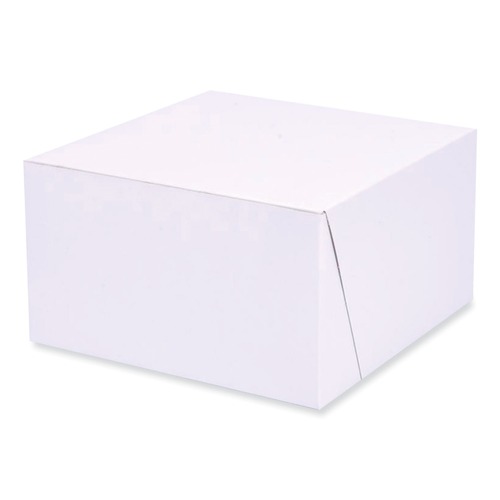 Food Trays, Containers, and Lids | SCT 1521 7 in. x 7 in. x 4 in. Paper Standard Bakery Boxes - White (250/Carton) image number 0