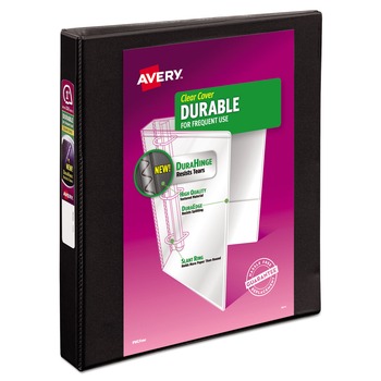 Avery 3 Slant Rings 1 in. Capacity 11 in. x 8.5 in. Durable View Binder with DuraHinge - Black