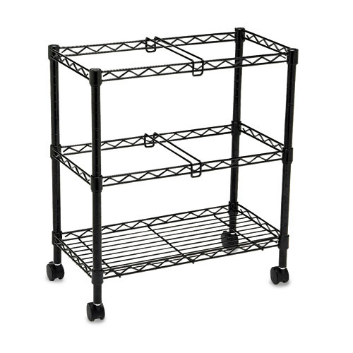 Office Filing Cabinets & Shelves | Safco 5278BL 25.75 in. x 14 in. x 29.75 in. 3 Bins 2-Tier Metal Rolling File Cart - Black image number 0