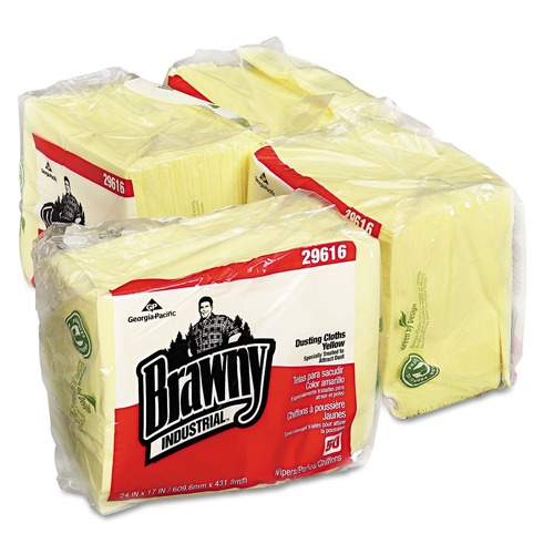 Cleaning & Janitorial Supplies | Georgia-Pacific 29616 17 in. x 24 in. Dusting Cloths Quarterfold - Unscented, Yellow (50/Pack, 4-Packs/Carton) image number 0