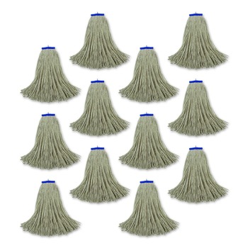 Boardwalk 24 oz. Cut-End Lie-Flat Cotton Wet Mop Head - White (12/Carton)