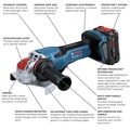 Angle Grinders | Bosch GWX18V-13PB14 18V PROFACTOR Lithium-Ion Spitfire X-LOCK 5 in. - 6 in. Angle Grinder with Paddle Switch (8 Ah) image number 3