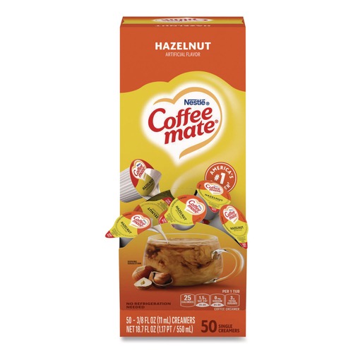Cutlery | Coffee-Mate 11001207 0.38 oz Liquid Coffee Creamer Mini Cups - Hazelnut (50/Box) image number 0