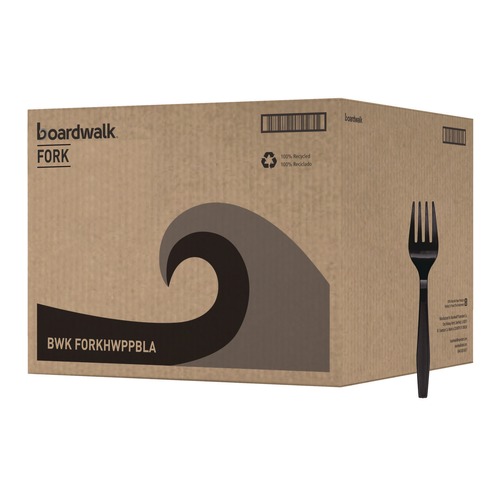 Early Labor Day Sale | Boardwalk BWKFORKHWPPBLA Heavyweight Polypropylene Forks - Black (1000/Carton) image number 0