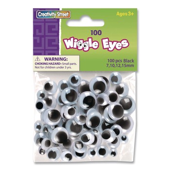 Creativity Street 0.27 in., 0.39 in., 0.47 in., 0.59 in. Wiggle Eyes Assortment - Black (100/Pack)