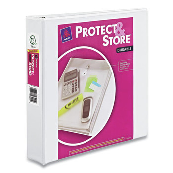 Avery 23001 Protect and Store Durable 3-Ring 1.5 in. Capacity 11 in. x 8.5 in. View Binder - White