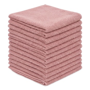 Boardwalk 12 in. x 12 in. Microfiber Cloths - Pink (12/Pack)