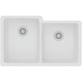 Kitchen Sinks | Elkay ELGU250RWH0 Quartz Classic 33 in. x 20-1/2 in. x 9-1/2 in., Offset Double Bowl Undermount Sink (White) image number 1