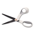 Arts & Crafts Supplies | Fiskars 1069764 9.75 in. Long 8 in. Cut Length Premier SoftGrip Nonstick Scissors - Offset White Handle image number 2