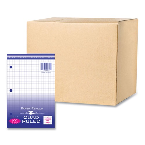 Paper & Printables | Roaring Spring 20815 8.5 in. x 5.5 in. Sheets 3-Hole Quadrille 5 sq. in. Graph Filler Paper - White (48/Carton) image number 0