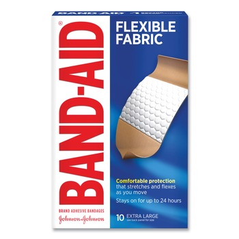 BAND-AID 1.75 in. x 4 in. Flexible Fabric Adhesive Bandages - Extra Large (10/Box)