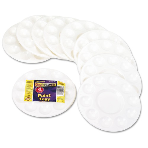 Bulk Savings Pricing 2 | Creativity Street PAC5924 Round Plastic Paint Trays for Classroom - White (10/Pack) image number 0