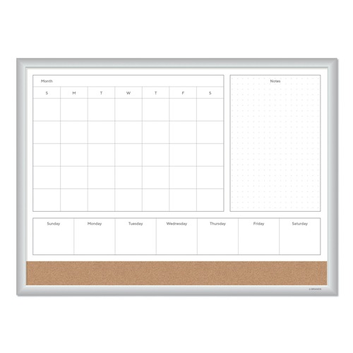 Office Jansan | U Brands 3890U00-01 23 in. x 17 in. 4N1 Magnetic Dry Erase Combo Board - Tan/White Surface, Silver Aluminum Frame image number 0