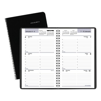 AT-A-GLANCE 12-Month: Jan 2026 to Dec 2026 8.5 in. x 5.5 in. DayMinder Block Format Weekly Appointment Book - Black Cover