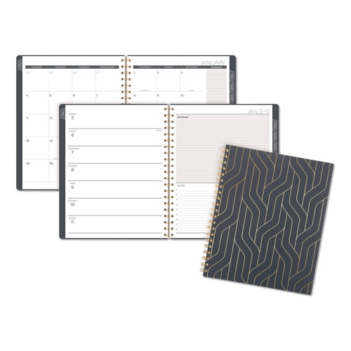 Calendars & Planners | AT-A-GLANCE 1765-905 11 in. x 8.5 in. 12-Month (Jan-Dec 2026) Hera Weekly Monthly Planner - Black/Gold Cover image number 0