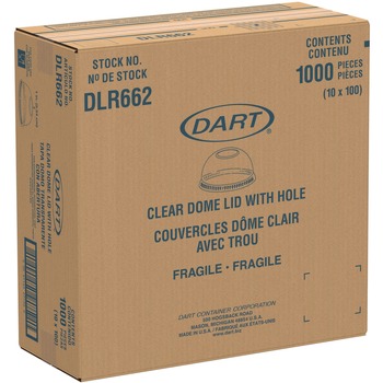 Dart DLR662 16 oz. Plastic Dome-Top Cold Cup Lids - Clear (1000/Carton)
