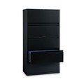 Office Filing Cabinets & Shelves | Hirsh Industries 14992 36 in. x 18.62 in. x 67.62 in. 5 Letter/Legal/A4-Size File Drawers Lateral File Cabinet - Black image number 1