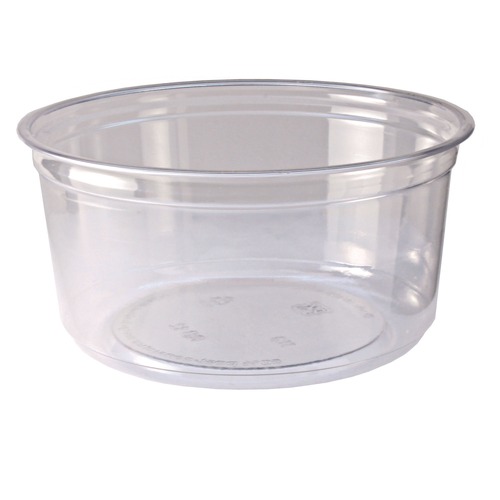 Food Trays, Containers, and Lids | Fabri-Kal 000000000009501032 4.6 in. Diameter x 2.3 in. 12 oz. Recycleware Round Plastic Deli Container - Clear (500/Carton) image number 0