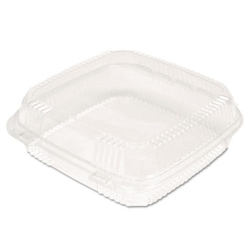 Pactiv Corp. YCI811100000 Clearview 9.22 in. x 8.88 in. x 2.91 in. Hinged Lid Containers - Clear (200/Carton)