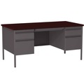 Office Desks & Workstations | Alera 25962 60 in. x 30 in. x 29.5 in. Double Pedestal Steel Desk - Mahogany/Charcoal/Charcoal Legs image number 0