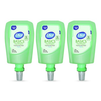 Dial Professional 1 Liter Basics Hypoallergenic Foaming Hand Wash Refill for FIT Touch Free Dispenser - Fresh Floral Scent (3/Carton)