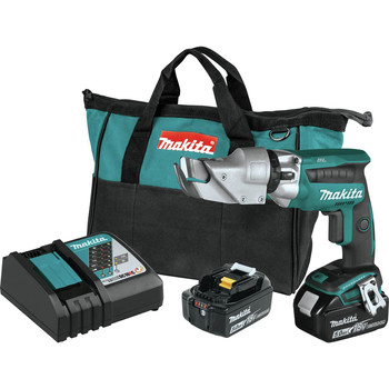  | Makita XSJ04T 18V LXT Brushless Lithium-Ion 18 Gauge Cordless Offset Shear Kit with 2 Batteries (5 Ah)