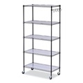  | Alera ALESW653618BA 36 in. x 18 in. x 72 in. 5-Shelf Wire Shelving Kit with Casters and Shelf Liners - Black Anthracite image number 0