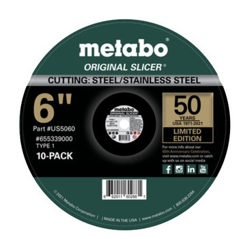 GRINDING WHEELS | Metabo US5060 10-Pack 50th Anniversary Limited Edition 6 in. Original Slicers
