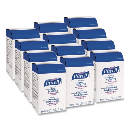 Hand Sanitizers | PURELL 9657-12 800 mL Advanced Gel Hand Sanitizer Bag-in-Box Refill - Unscented (12/Carton) image number 0