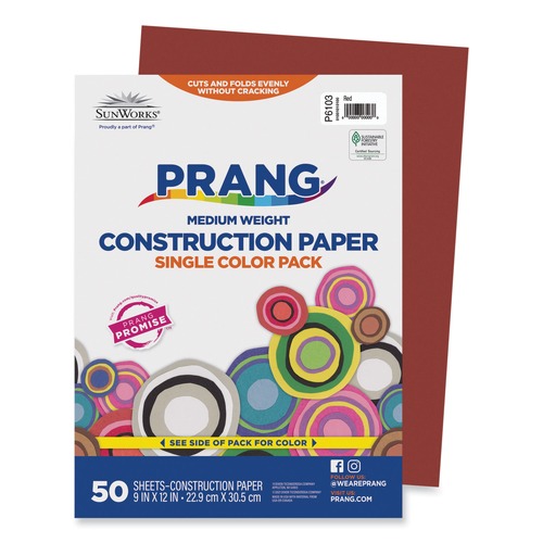 Cleaning & Janitorial Supplies | Prang P6103 SunWorks 9 x 12 Construction Paper - Red (50/Pack) image number 0