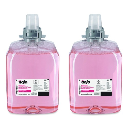 Cleaning & Janitorial Supplies | GOJO Industries 5261-02 2,000 mL Luxury Foam Handwash Refill for FMX-20 Dispenser - Refreshing Cranberry Scent (2/Carton) image number 0