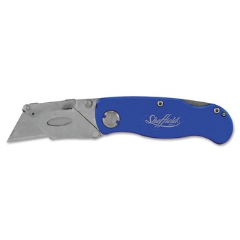Great Neck 2 in. Blade 3.5 in. Aluminum Handle 1 Utility Blade Sheffield Folding Lockback Knife - Blue