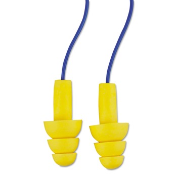 3M 25 dB NRR E-A-R UltraFit Corded Reusable Earplugs - Blue/Yellow (200/Box)