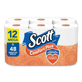 Scott ComfortPlus 1-Ply Septic Safe Mega Roll Toilet Paper - White (24/Carton)