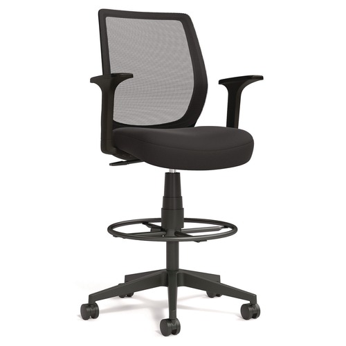 Office Chairs | Alera ALEWX46BME17 27.95 in. to 33.66 in. Seat Height Supports Up to 275 lbs. Mesh Back Wessex Drafting Stool - Black image number 0