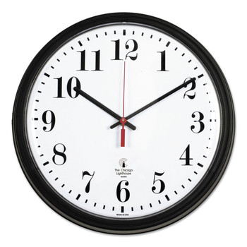 Chicago Lighthouse 67700002 13.75 in. Overall Diameter 1 AA Black Quartz Contract Clock - Black Case