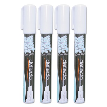 Deflecto Wet Erase Markers with Medium Chisel Tip - White (4/Pack)