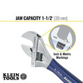 Adjustable Wrenches | Klein Tools D509-8 8 in. Extra-Wide Jaw Adjustable Wrench - Blue Handle image number 3