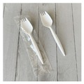 Food Service | Boardwalk BWKSPORKWHPPIW Mediumweight Wrapped Polypropylene Plastic Spork Cutlery - White (1000/Carton) image number 3