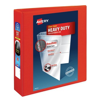 Avery 11 in. x 8.5 in. DuraHinge 3-Ring Heavy-Duty View Binder with 2 in. Capacity - Red (6/Carton)