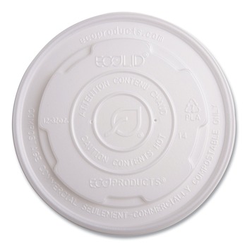 Eco-Products EP-ECOLID-SPL 12 oz./16 oz./32 oz. World Art PLA-Laminated Plastic Soup Container Lids - White (500/Carton)