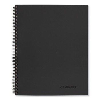 Cambridge 9.5 in. x 6.63 in. Sheets 1-Subject Wide/Legal Rule Wirebound Business Notebook - Black Linen Cover