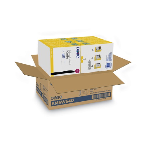 Cutlery | Dixie KM5W540 7 in. Grab'N Go Wrapped Knives - Black (540/Carton) image number 0