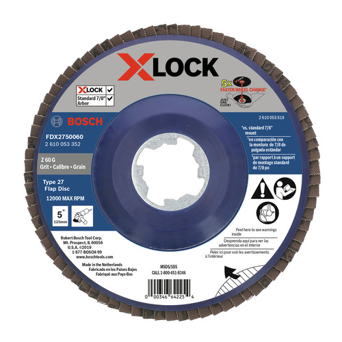 Grinding Wheels | Bosch FDX2750060 X-LOCK Arbor Type 27 60 Grit 5 in. Flap Disc image number 0