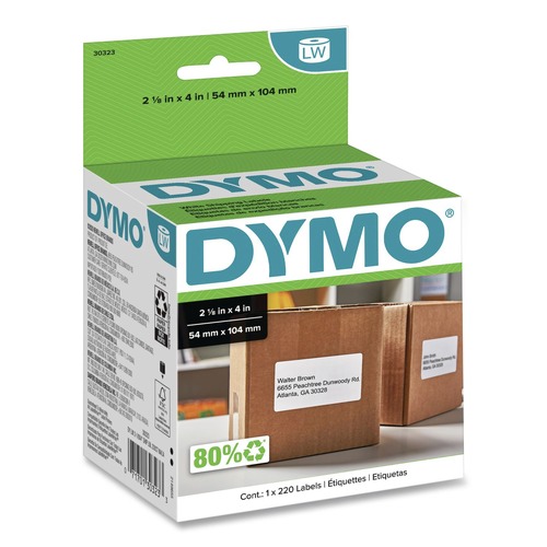 Office Jansan | DYMO 30323 LabelWriter 2.12 in. x 4 in. Shipping Labels - White (1/Box) image number 0