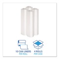 Just Launched | Boardwalk BWK530 33 in. x 39 in. 33 gal. 1.1 mil. Recycled Low-Density Polyethylene Can Liners - Clear (10 Bags/Roll, 10 Rolls/Carton) image number 3