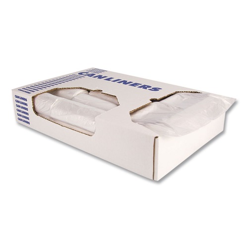 Trash Bags | Boardwalk Z4824LNKR01 10 Gallon 8 mic 24 in. x 24 in. High-Density Waste Can Liners - Natural (1000/Carton) image number 0